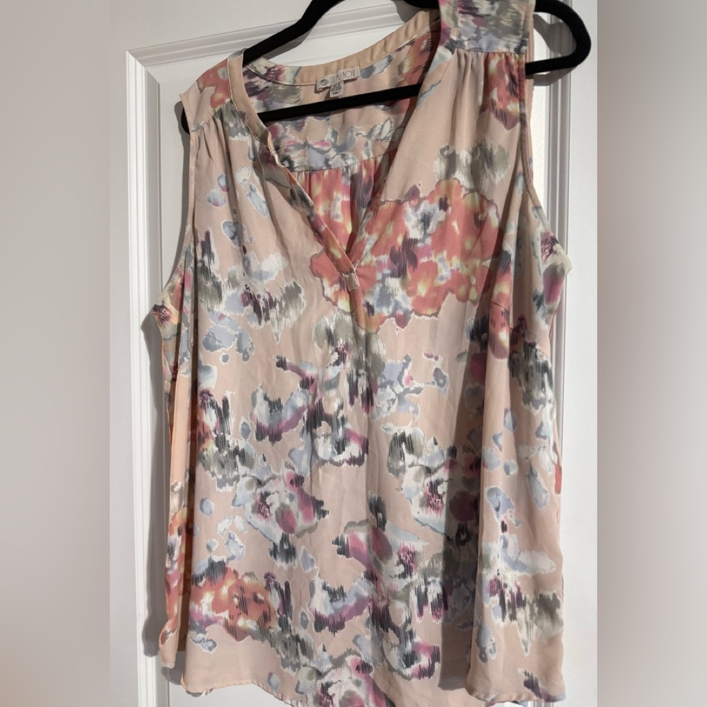 Lila Rose Cream and Pink Sleeveless Blouse